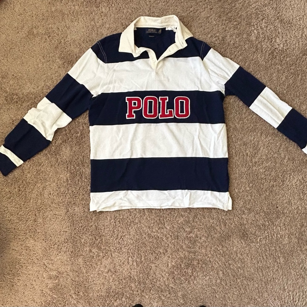 Ralph Lauren Long Sleeve Stripe Polo Vintage Style (Worn)
